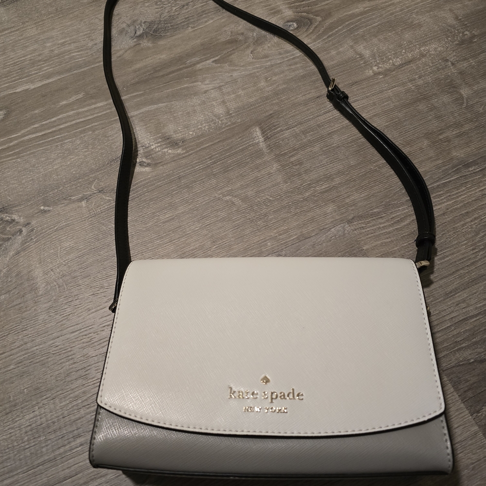 Kate Spade Madison White And Gray Color Block Crossbody Bag